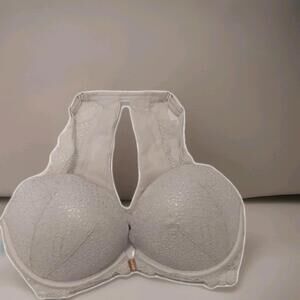 Pink Victoria's Secret Bra White 32DD Date Push Up, front clasp